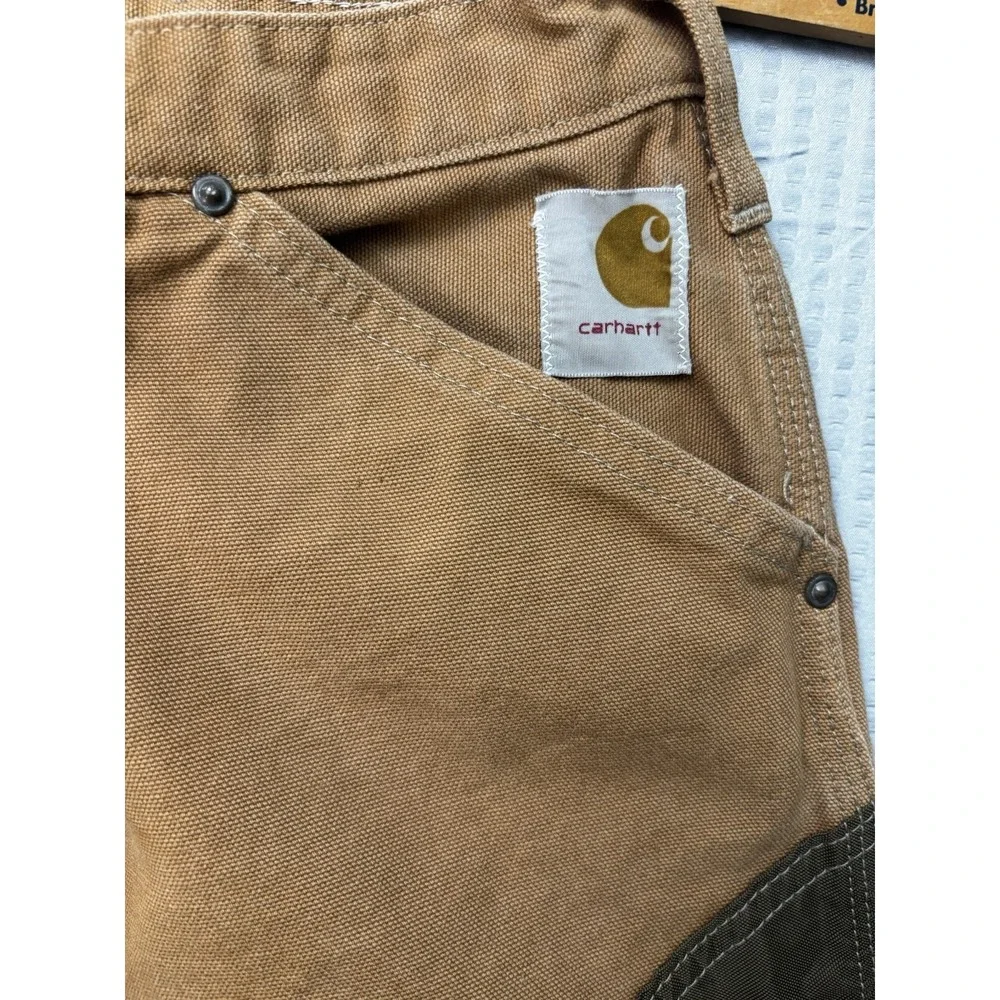 Mens Vintage Carhartt Double Knee Tan/Brown Brush‎ Pants  38x30 • USA 0298